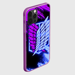 Чехол для iPhone 12 Pro Max Attack on Titan logo neon, цвет: 3D-сиреневый — фото 2