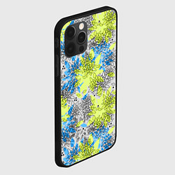 Чехол для iPhone 12 Pro Max Цветочный узор Голубой и Лайм, цвет: 3D-черный — фото 2