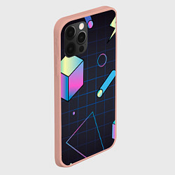 Чехол для iPhone 12 Pro Max Геометрические фигуры на темном фоне, цвет: 3D-светло-розовый — фото 2