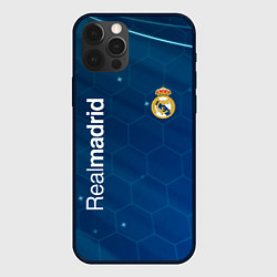 Чехол для iPhone 12 Pro Max Real madrid голубая абстракция, цвет: 3D-черный