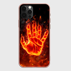 Чехол для iPhone 12 Pro Max Рука в огне, цвет: 3D-светло-розовый