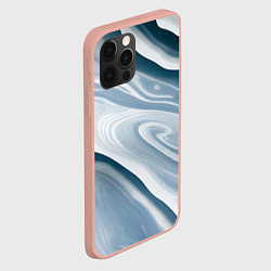 Чехол для iPhone 12 Pro Max Сине-белые разводы краски, цвет: 3D-светло-розовый — фото 2