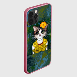 Чехол для iPhone 12 Pro Max Грустная кошка Фриды Кало из нейросети, цвет: 3D-малиновый — фото 2