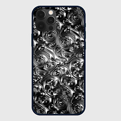 Чехол для iPhone 12 Pro Max Стальные узоры, цвет: 3D-черный