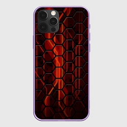 Чехол для iPhone 12 Pro Max Соты на красном фоне, цвет: 3D-сиреневый