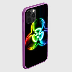 Чехол для iPhone 12 Pro Max Biohazard - неоновый знак, цвет: 3D-сиреневый — фото 2