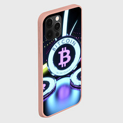 Чехол для iPhone 12 Pro Max Неоновый светящийся биткоин, цвет: 3D-светло-розовый — фото 2