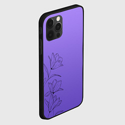 Чехол для iPhone 12 Pro Max Красивый фиолетовый градиент с цветами, цвет: 3D-черный — фото 2