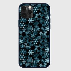 Чехол для iPhone 12 Pro Max Новогодний рождественский темно синий узор со снеж, цвет: 3D-черный