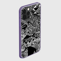 Чехол для iPhone 12 Pro Max Чёрно-белая триповая абстракция, цвет: 3D-серый — фото 2