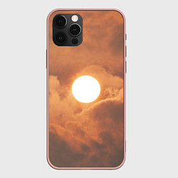 Чехол для iPhone 12 Pro Max Бронзовое солнце, цвет: 3D-светло-розовый