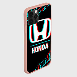 Чехол для iPhone 12 Pro Max Значок Honda в стиле glitch на темном фоне, цвет: 3D-светло-розовый — фото 2