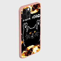 Чехол для iPhone 12 Pro Max Papa Roach рок кот и огонь, цвет: 3D-светло-розовый — фото 2