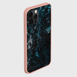 Чехол для iPhone 12 Pro Max Синий мрамор с прожилками, цвет: 3D-светло-розовый — фото 2