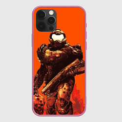 Чехол для iPhone 12 Pro Max Думгай с головой - Doom, цвет: 3D-малиновый