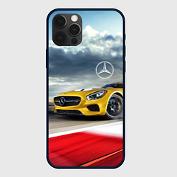 Чехол для iPhone 12 Pro Max Mercedes AMG V8 Biturbo на трассе, цвет: 3D-черный