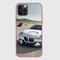 Чехол для iPhone 12 Pro Max Спортивная бэха на гоночной трассе, цвет: 3D-малиновый