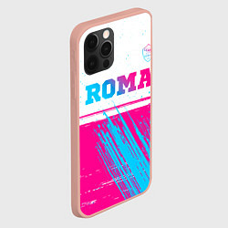 Чехол для iPhone 12 Pro Max Roma neon gradient style: символ сверху, цвет: 3D-светло-розовый — фото 2