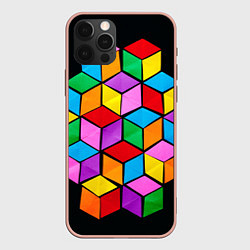 Чехол для iPhone 12 Pro Max Кубы в оптической иллюзии, цвет: 3D-светло-розовый