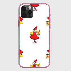 Чехол для iPhone 12 Pro Max Новогоний гномик девочка паттерн, цвет: 3D-малиновый