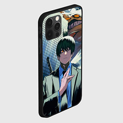 Чехол для iPhone 12 Pro Max Человек Бензопила Аки, цвет: 3D-черный — фото 2