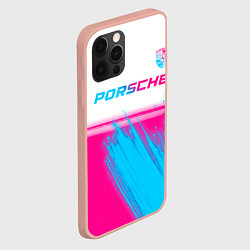Чехол для iPhone 12 Pro Max Porsche neon gradient style: символ сверху, цвет: 3D-светло-розовый — фото 2