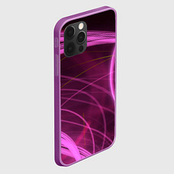 Чехол для iPhone 12 Pro Max Абстрактные неоновые розовые линии во тьме, цвет: 3D-сиреневый — фото 2