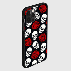 Чехол для iPhone 12 Pro Max Весёлые черепки и розы, цвет: 3D-черный — фото 2