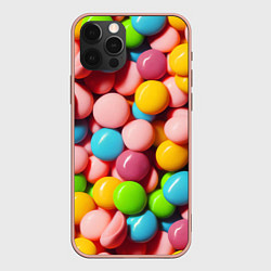 Чехол для iPhone 12 Pro Max Много ярких конфет, цвет: 3D-светло-розовый