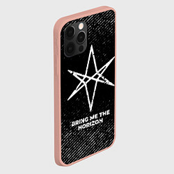 Чехол для iPhone 12 Pro Max Bring Me the Horizon с потертостями на темном фоне, цвет: 3D-светло-розовый — фото 2