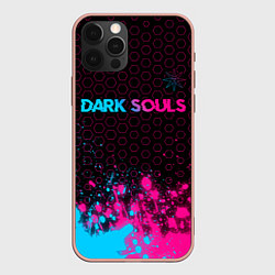 Чехол для iPhone 12 Pro Max Dark Souls - neon gradient: символ сверху, цвет: 3D-светло-розовый