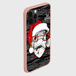 Чехол для iPhone 12 Pro Max Be merry, fish, Santa Claus, цвет: 3D-светло-розовый — фото 2