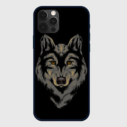 Чехол для iPhone 12 Pro Max Голова серого волка, цвет: 3D-черный