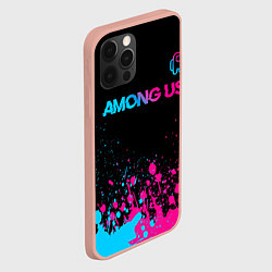 Чехол для iPhone 12 Pro Max Among Us - neon gradient: символ сверху, цвет: 3D-светло-розовый — фото 2