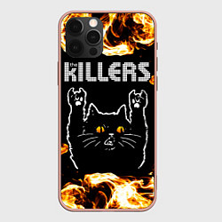Чехол для iPhone 12 Pro Max The Killers рок кот и огонь, цвет: 3D-светло-розовый