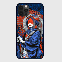 Чехол для iPhone 12 Pro Max Гейша с рваным зонтиком, цвет: 3D-черный