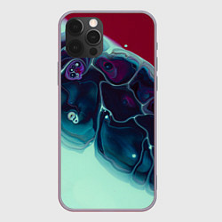Чехол для iPhone 12 Pro Max Вода и краски - синие и красные, цвет: 3D-серый