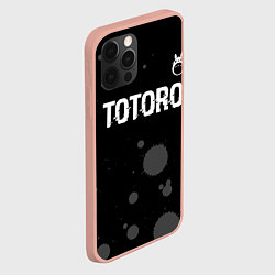 Чехол для iPhone 12 Pro Max Totoro glitch на темном фоне: символ сверху, цвет: 3D-светло-розовый — фото 2