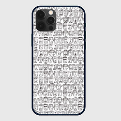 Чехол для iPhone 12 Pro Max Головы человечков скетч, цвет: 3D-черный