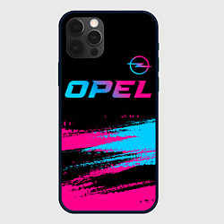 Чехол для iPhone 12 Pro Max Opel - neon gradient: символ сверху, цвет: 3D-черный