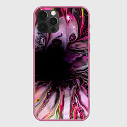 Чехол для iPhone 12 Pro Max Розовые краски и волны, цвет: 3D-малиновый