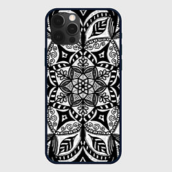 Чехол для iPhone 12 Pro Max Черно-белая мандала, цвет: 3D-черный