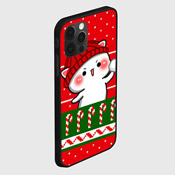 Чехол для iPhone 12 Pro Max Белый котик - игра в снежки, цвет: 3D-черный — фото 2