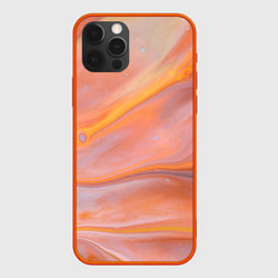 Чехол для iPhone 12 Pro Max Оранжевая река и краски, цвет: 3D-красный