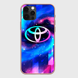 Чехол для iPhone 12 Pro Max Toyota неоновый космос, цвет: 3D-светло-розовый