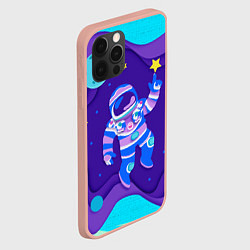 Чехол для iPhone 12 Pro Max Космонавт в космосе - рисунок, цвет: 3D-светло-розовый — фото 2
