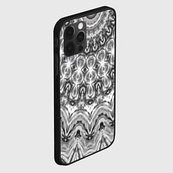 Чехол для iPhone 12 Pro Max Серый ажурный калейдоскоп мандала, цвет: 3D-черный — фото 2