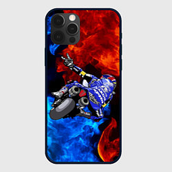 Чехол для iPhone 12 Pro Max Yamaha мотогонки - огонь инь-янь, цвет: 3D-черный