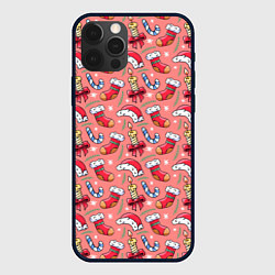 Чехол для iPhone 12 Pro Max Christmas pattern, цвет: 3D-черный