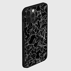 Чехол для iPhone 12 Pro Max Нежные цветы - лилии: черно белыи, цвет: 3D-черный — фото 2